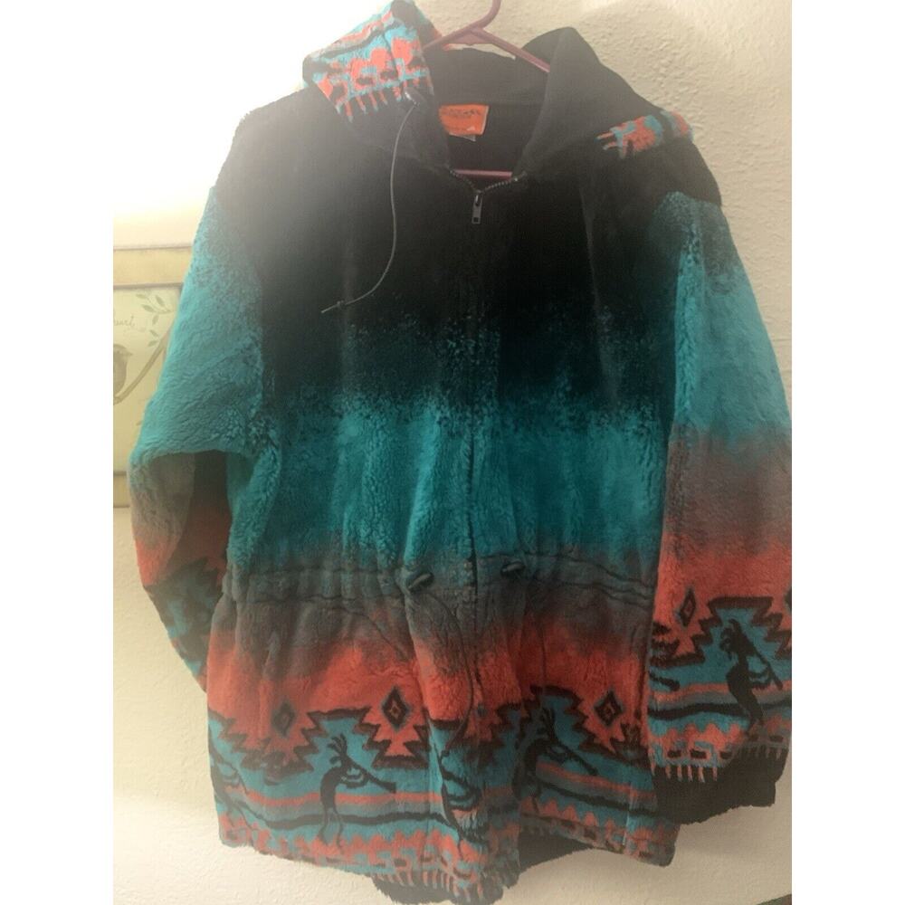 Black Mountain Kokopelli Nature Fleece Jacket M Made in USA Ski Outdoors Aztec